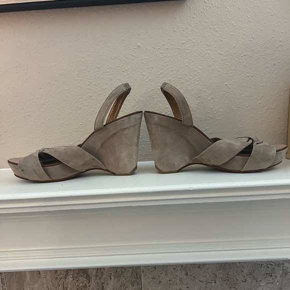 DVF Suede Nude Wedges - Picture 2 of 5